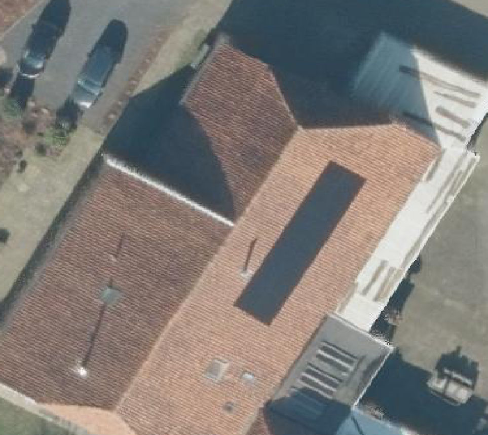 True ortho Luchtfoto op daksegment ingezoomd
