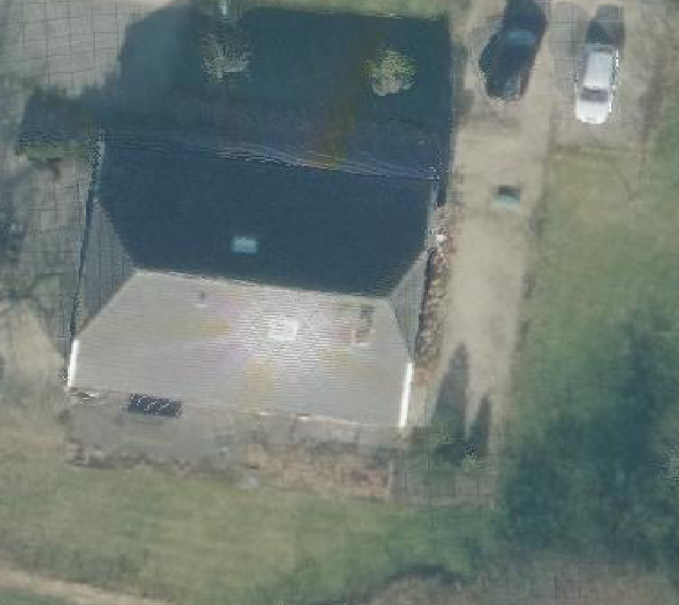 True ortho Luchtfoto op daksegment ingezoomd