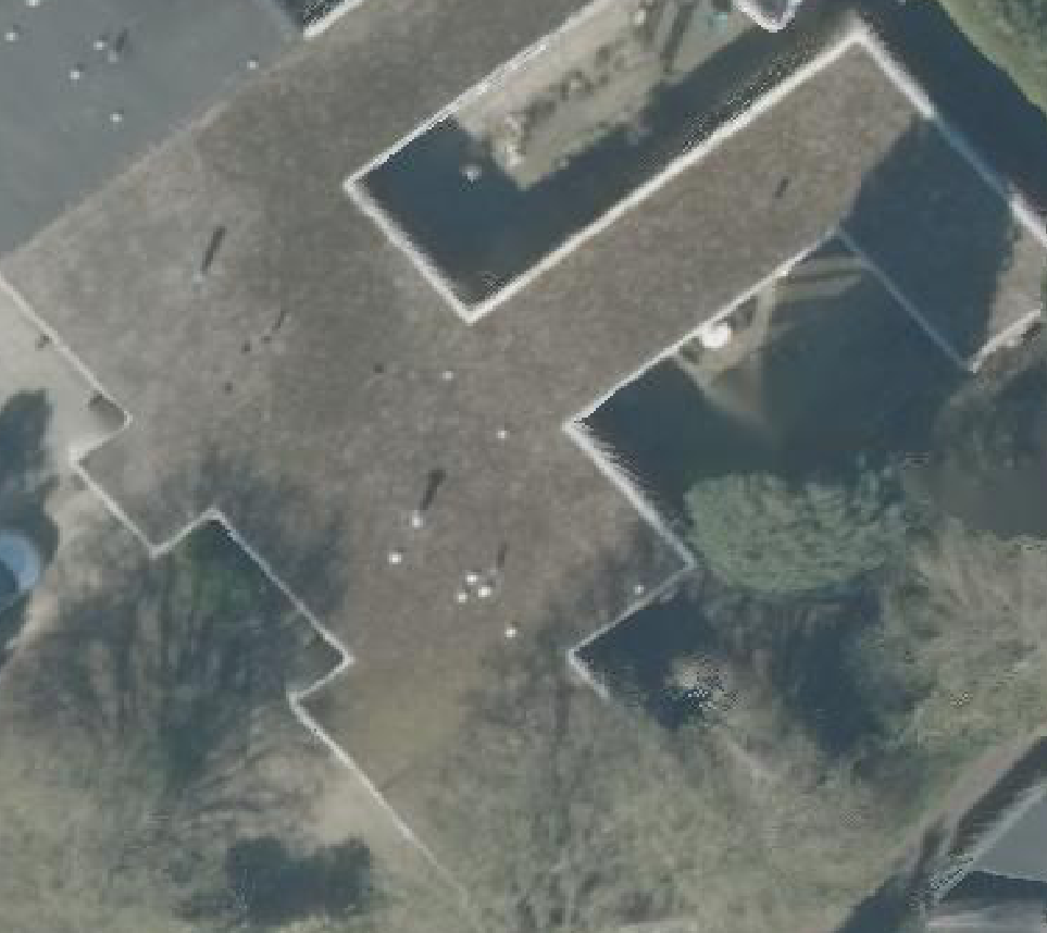 True ortho Luchtfoto op daksegment ingezoomd