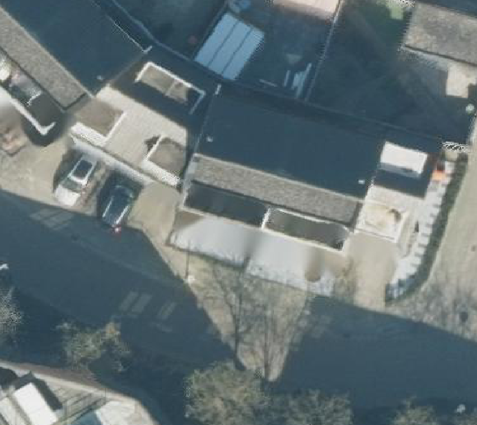 True ortho Luchtfoto op daksegment ingezoomd