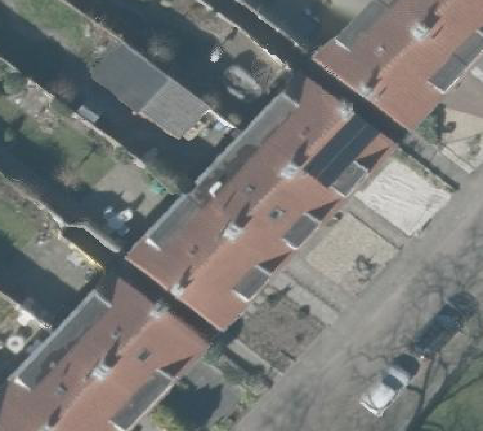 True ortho Luchtfoto op daksegment ingezoomd