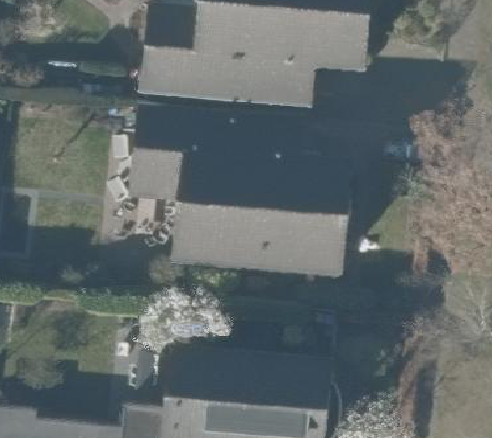 True ortho Luchtfoto op daksegment ingezoomd