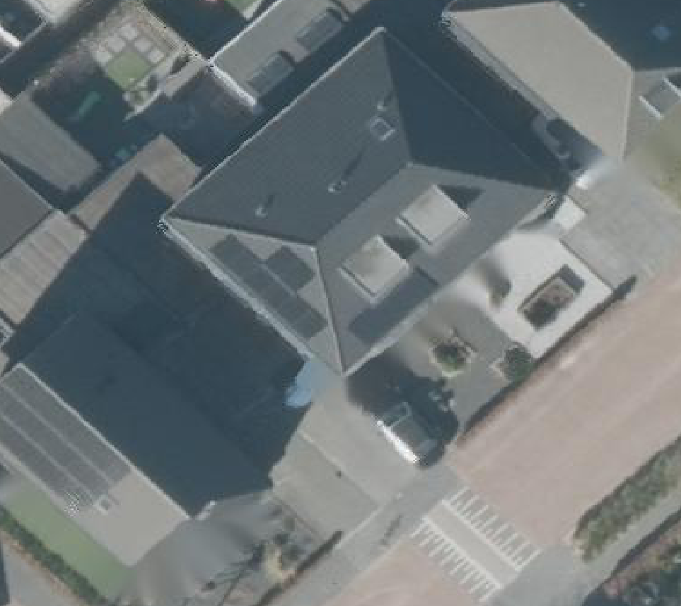 True ortho Luchtfoto op daksegment ingezoomd