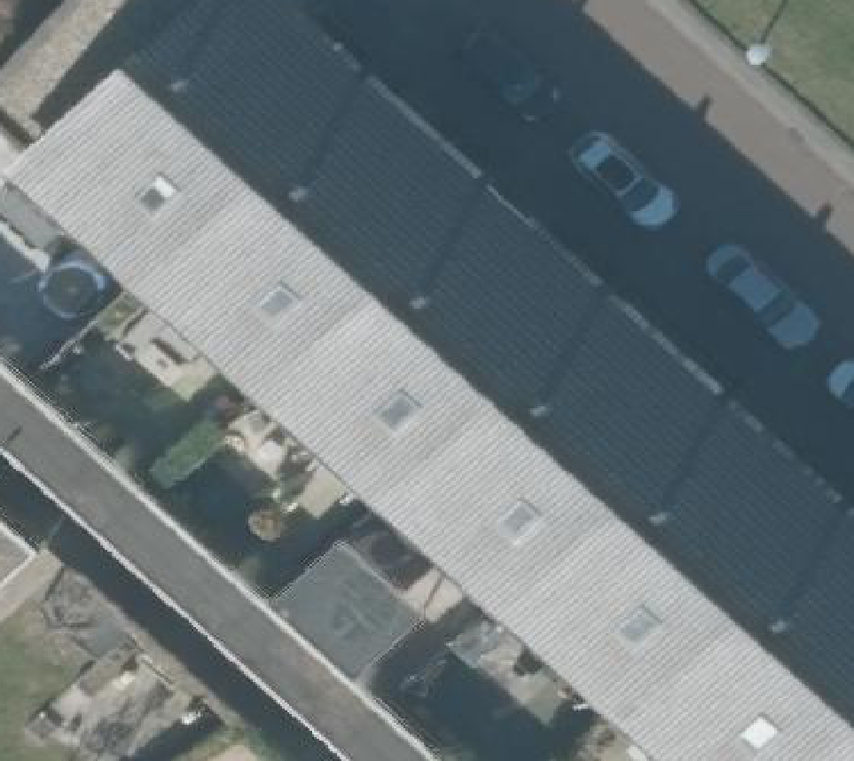 True ortho Luchtfoto op daksegment ingezoomd