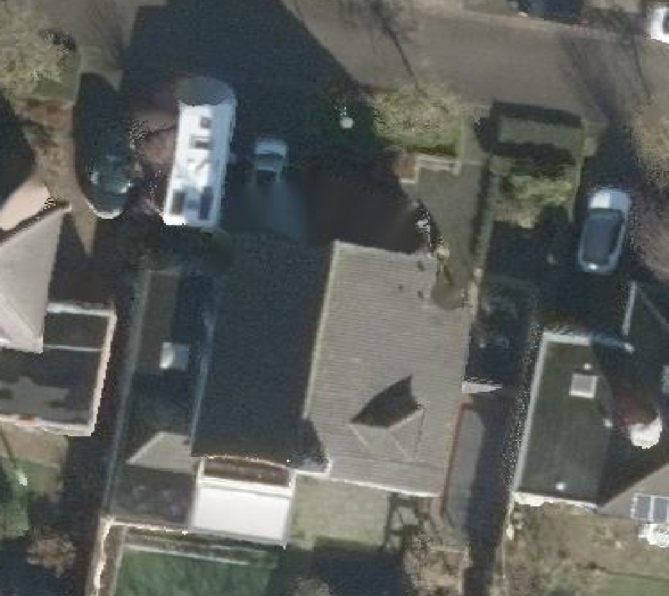 True ortho Luchtfoto op daksegment ingezoomd