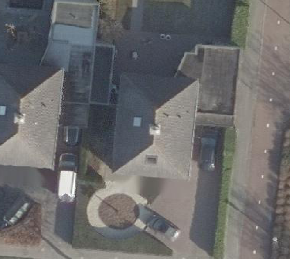 True ortho Luchtfoto op daksegment ingezoomd