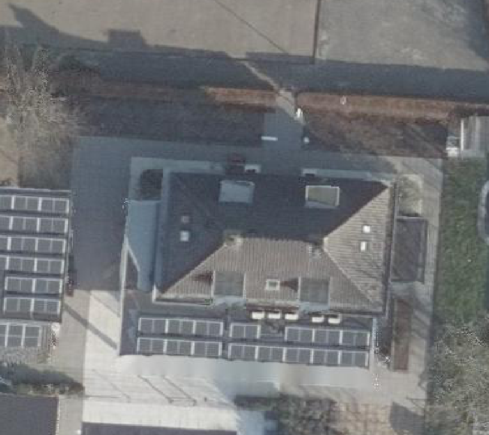 True ortho Luchtfoto op daksegment ingezoomd