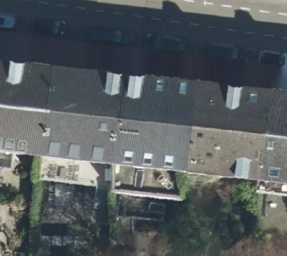 True ortho Luchtfoto op daksegment ingezoomd