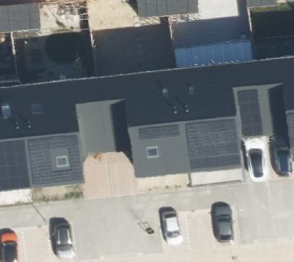 True ortho Luchtfoto op daksegment ingezoomd