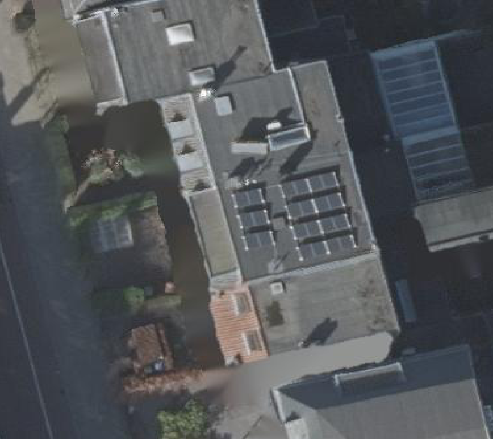 True ortho Luchtfoto op daksegment ingezoomd