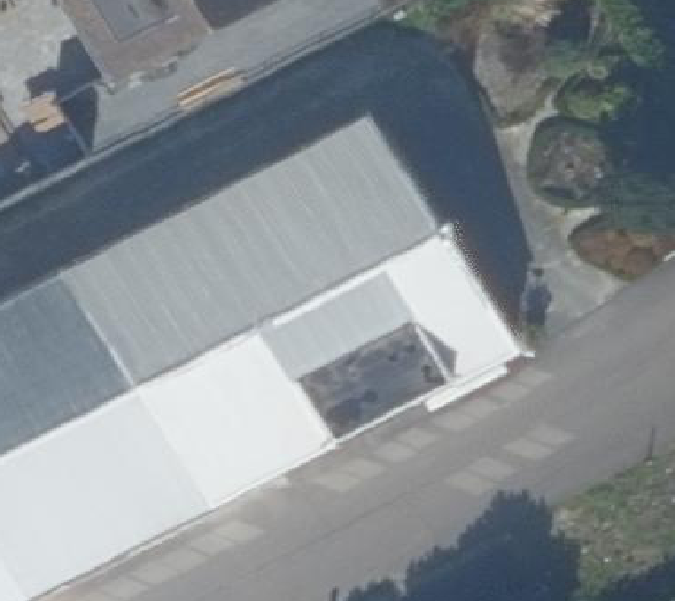 True ortho Luchtfoto op daksegment ingezoomd