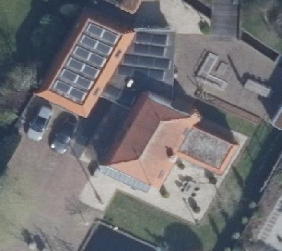 True ortho Luchtfoto op daksegment ingezoomd