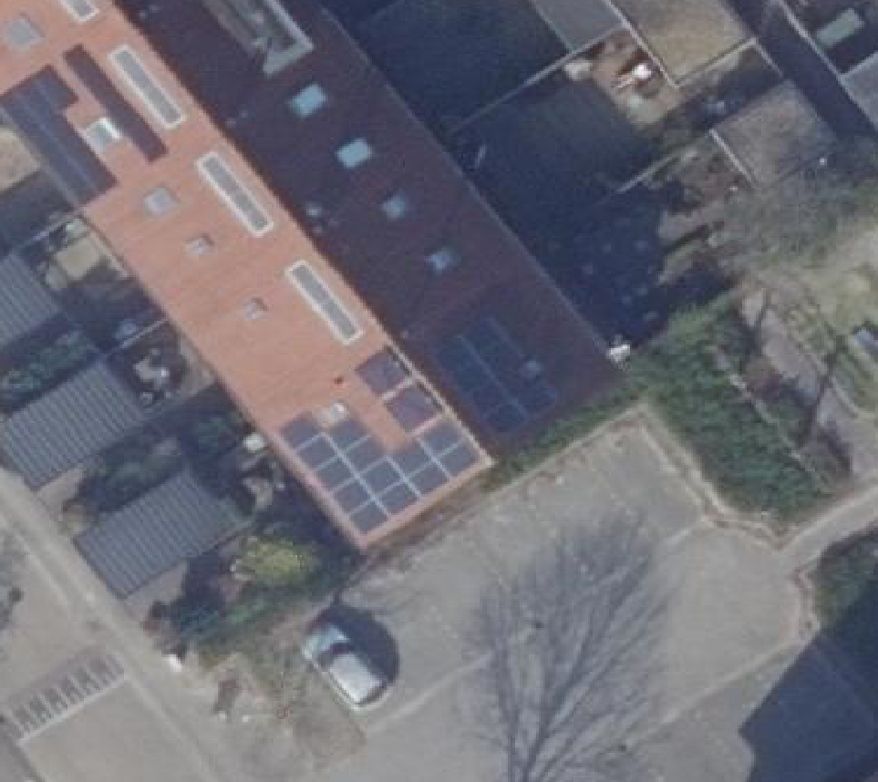 True ortho Luchtfoto op daksegment ingezoomd