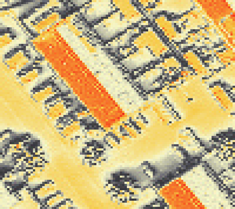 PV-irradiatie op daksegment met intensiteitsverdeling van zonlicht