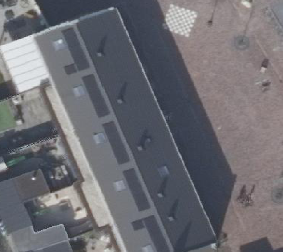 True ortho Luchtfoto op daksegment ingezoomd