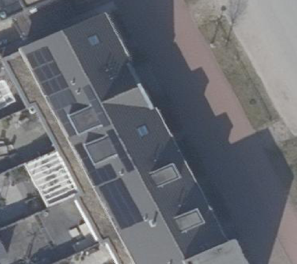True ortho Luchtfoto op daksegment ingezoomd