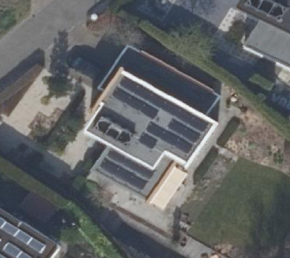 True ortho Luchtfoto op daksegment ingezoomd