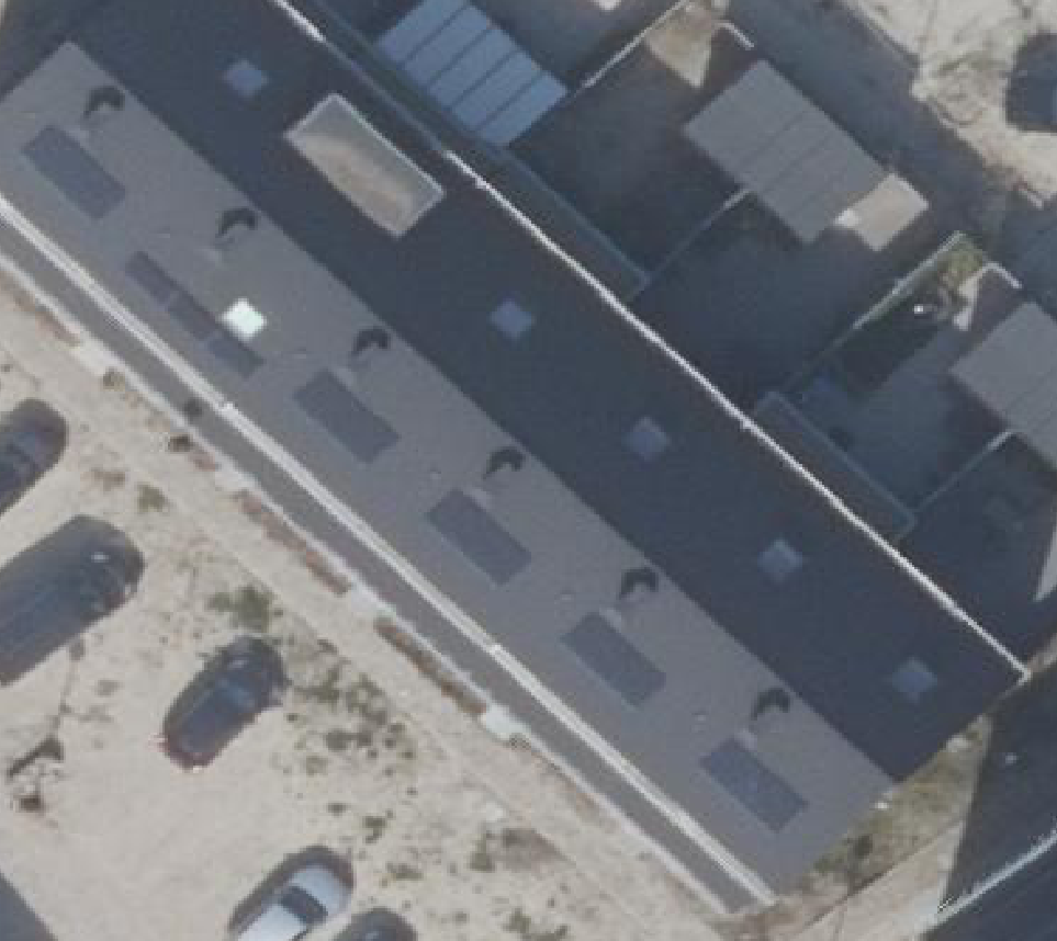 True ortho Luchtfoto op daksegment ingezoomd