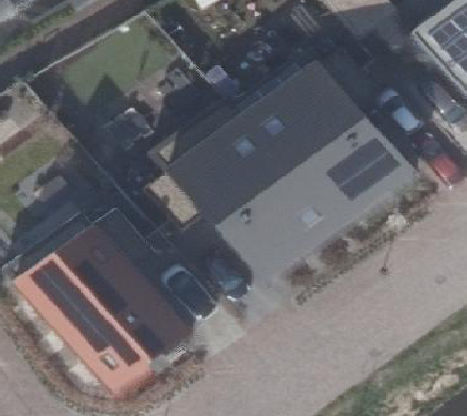 True ortho Luchtfoto op daksegment ingezoomd