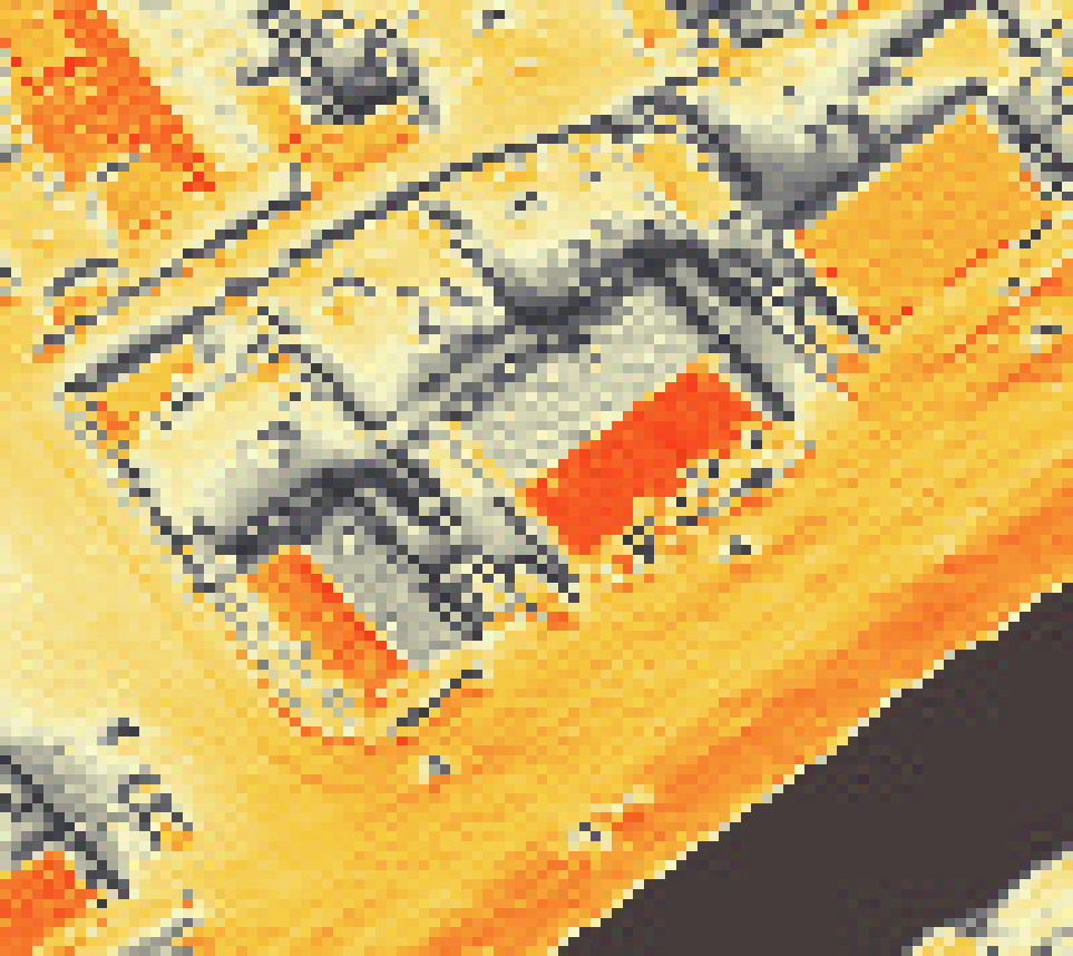 PV-irradiatie op daksegment met intensiteitsverdeling van zonlicht