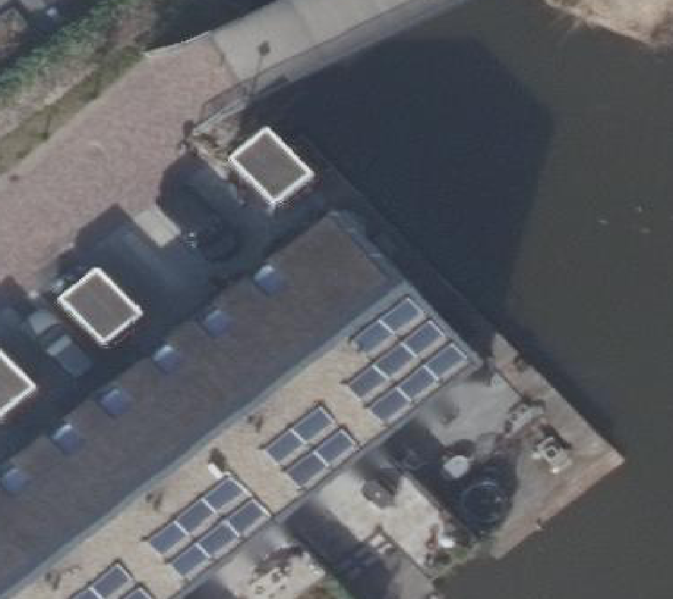 True ortho Luchtfoto op daksegment ingezoomd