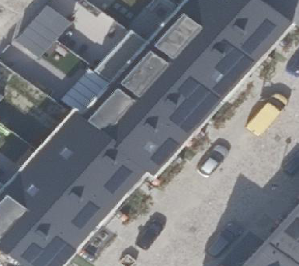 True ortho Luchtfoto op daksegment ingezoomd