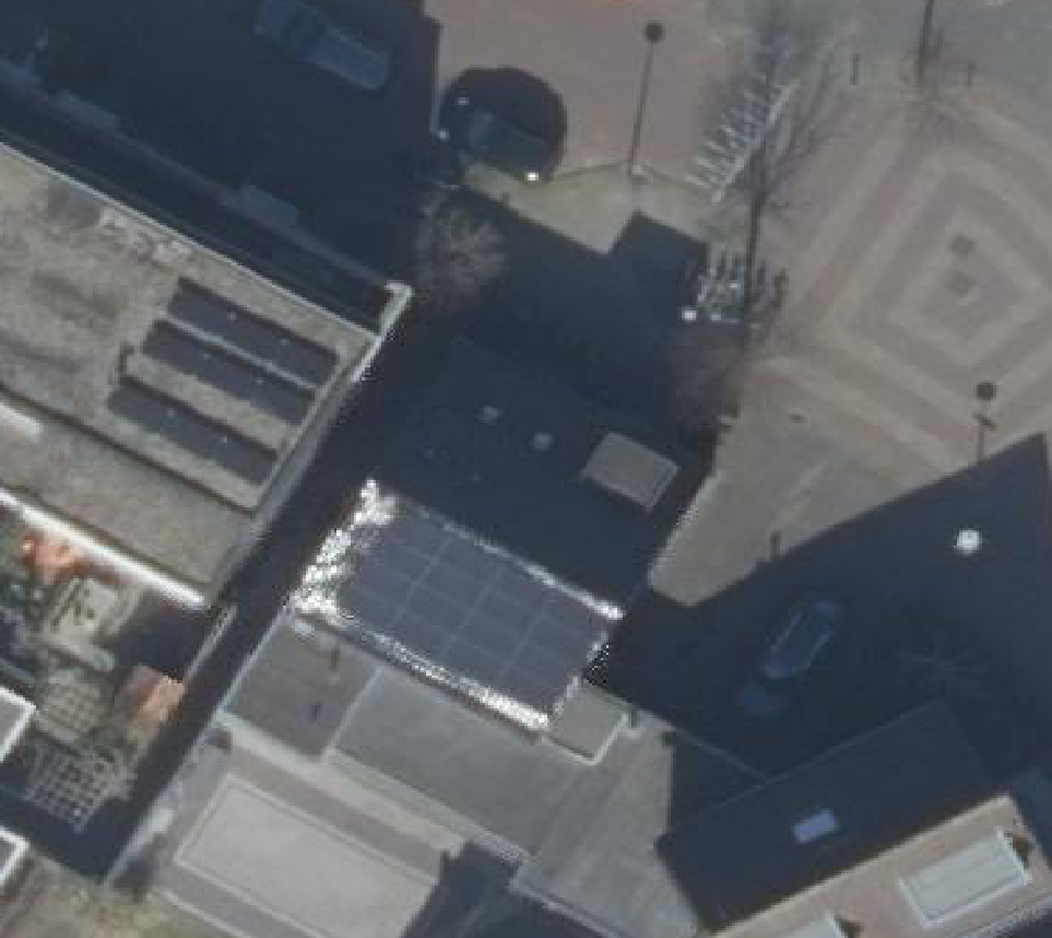 True ortho Luchtfoto op daksegment ingezoomd