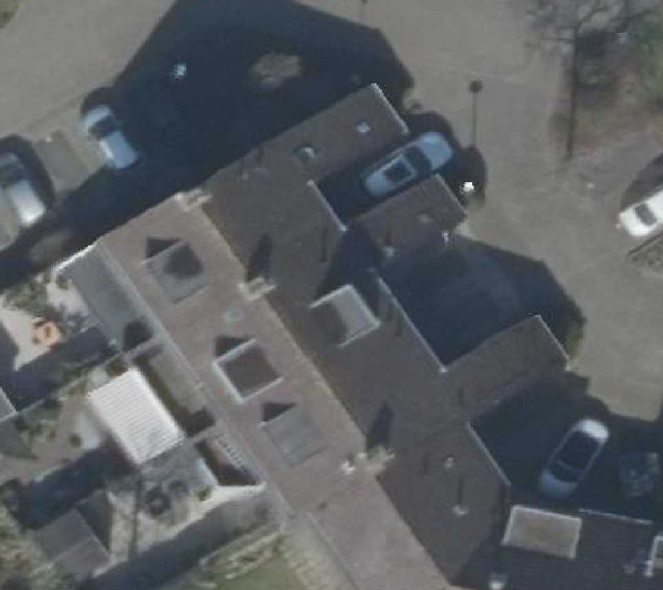 True ortho Luchtfoto op daksegment ingezoomd