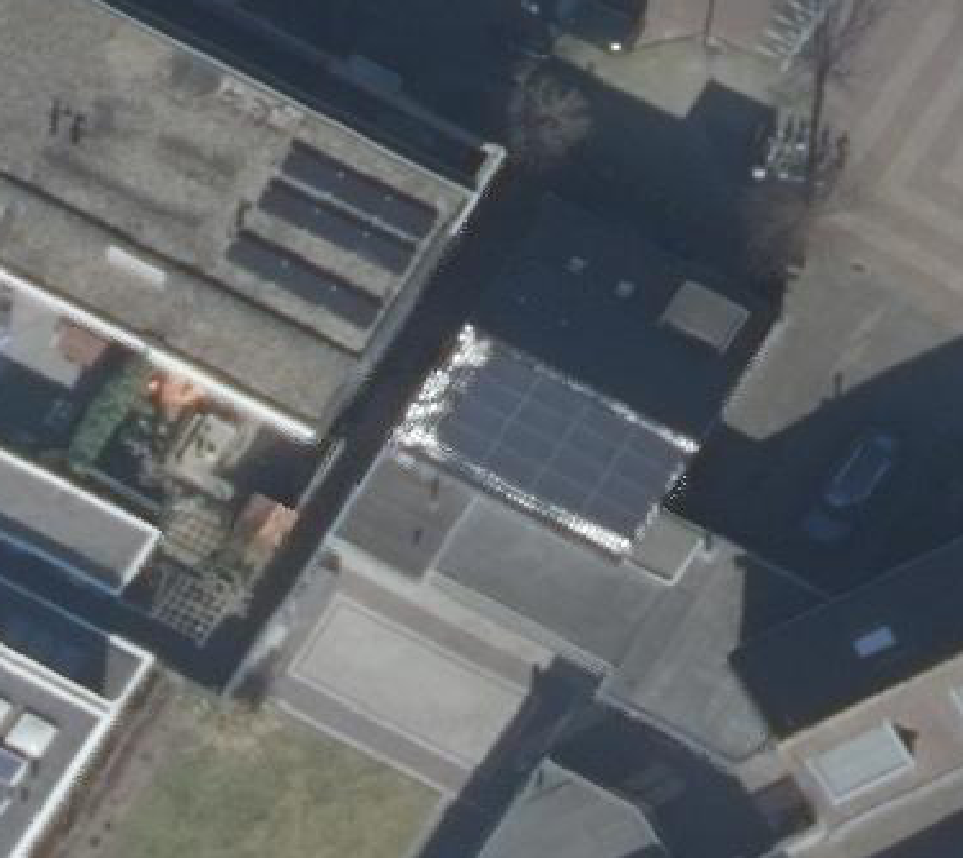 True ortho Luchtfoto op daksegment ingezoomd