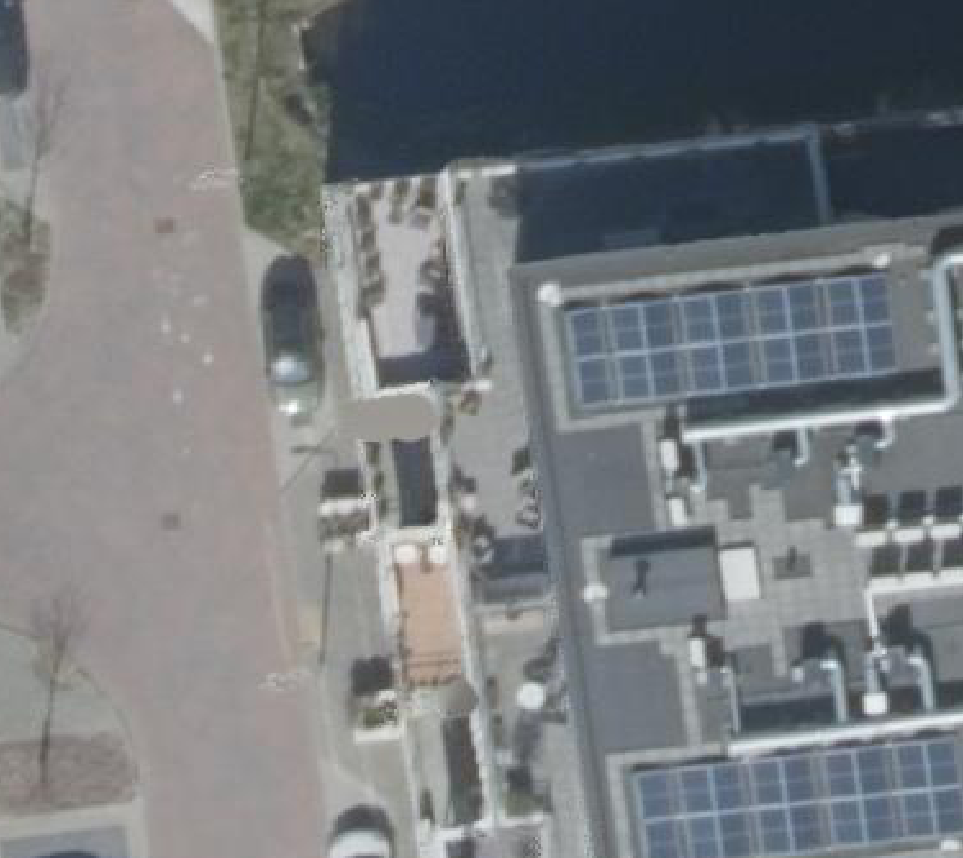 True ortho Luchtfoto op daksegment ingezoomd