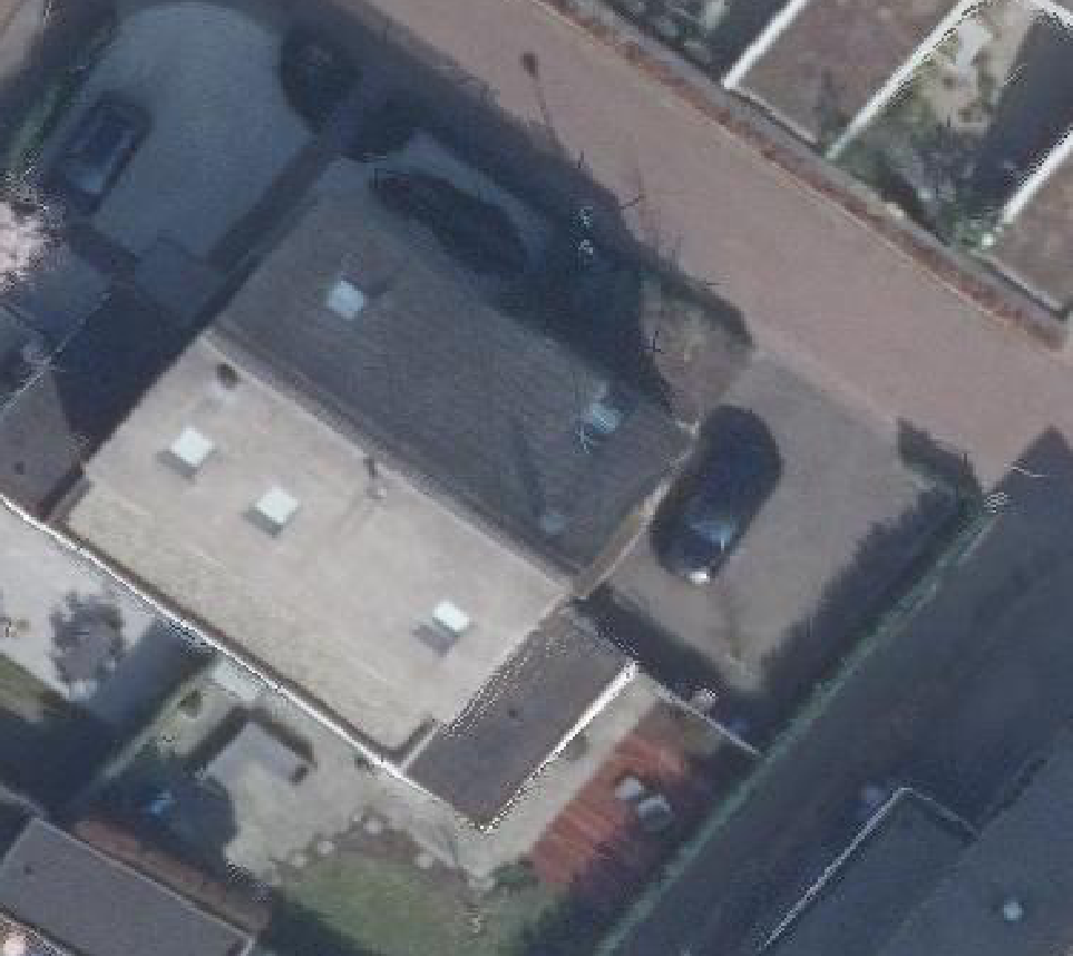 True ortho Luchtfoto op daksegment ingezoomd