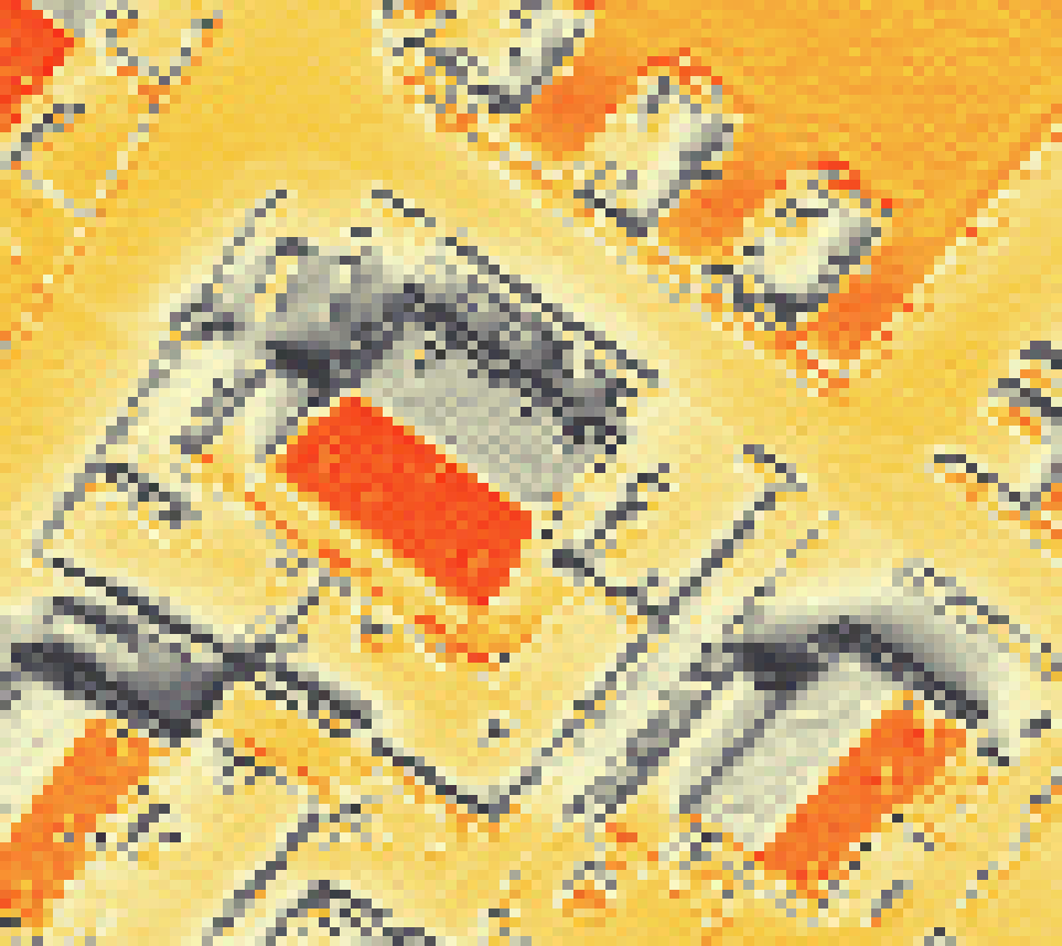 PV-irradiatie op daksegment met intensiteitsverdeling van zonlicht