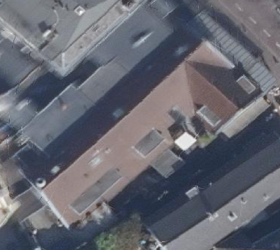 True ortho Luchtfoto op daksegment ingezoomd