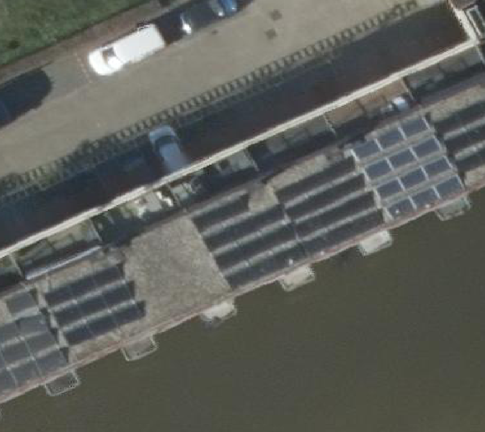 True ortho Luchtfoto op daksegment ingezoomd