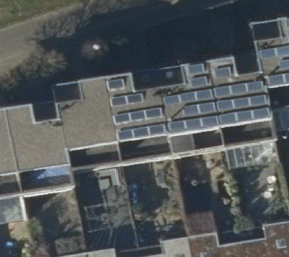 True ortho Luchtfoto op daksegment ingezoomd