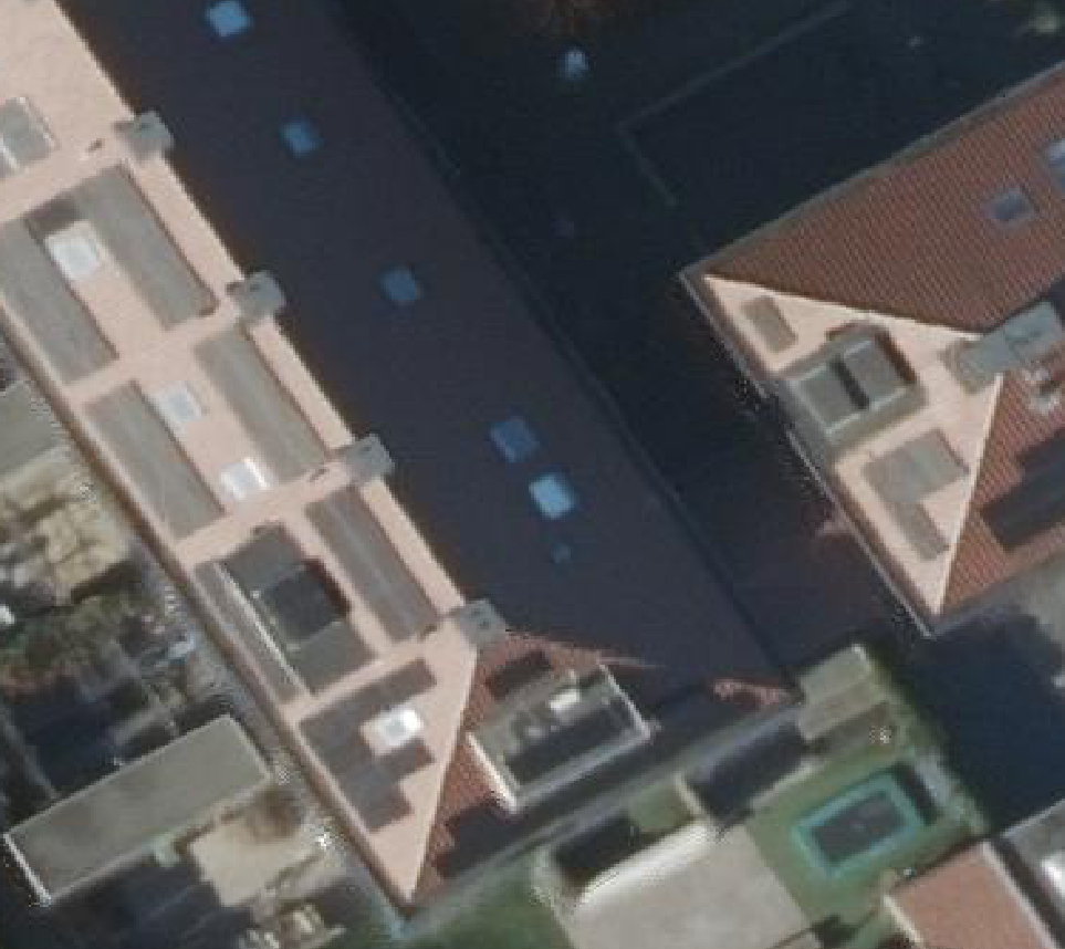 True ortho Luchtfoto op daksegment ingezoomd