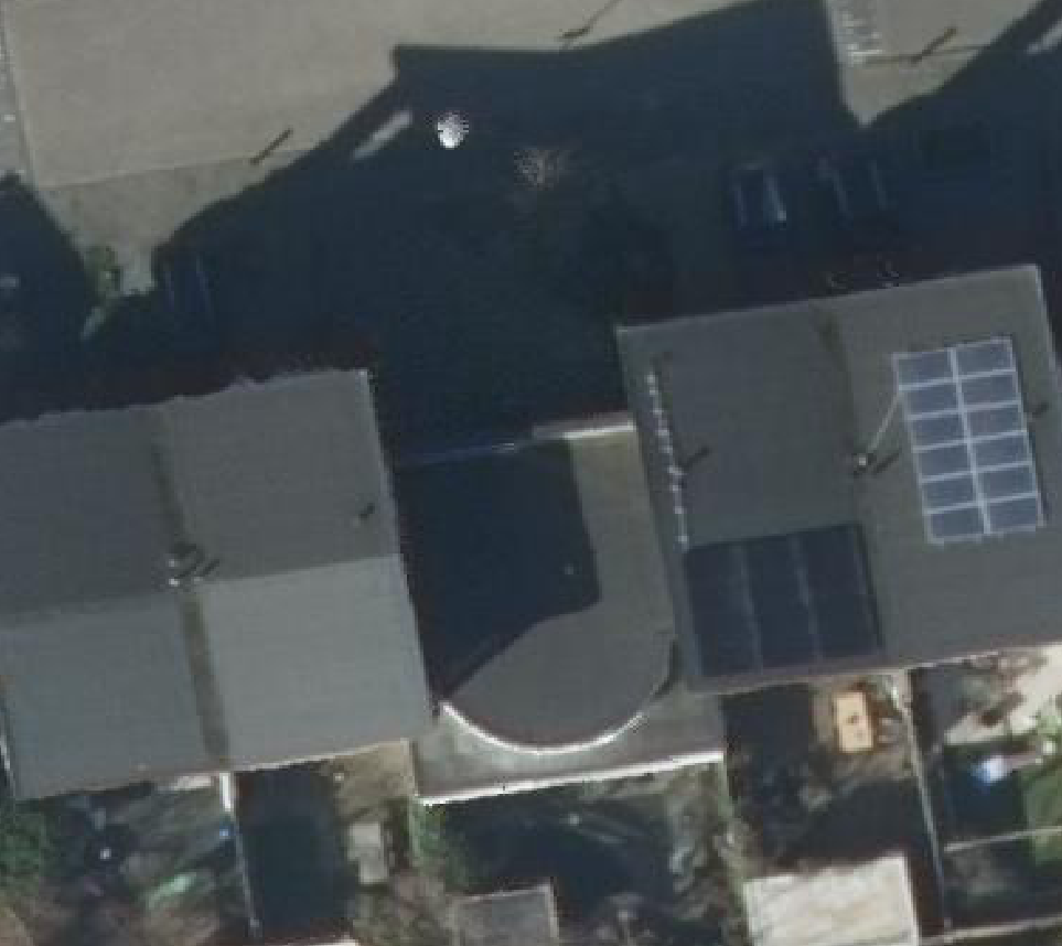 True ortho Luchtfoto op daksegment ingezoomd