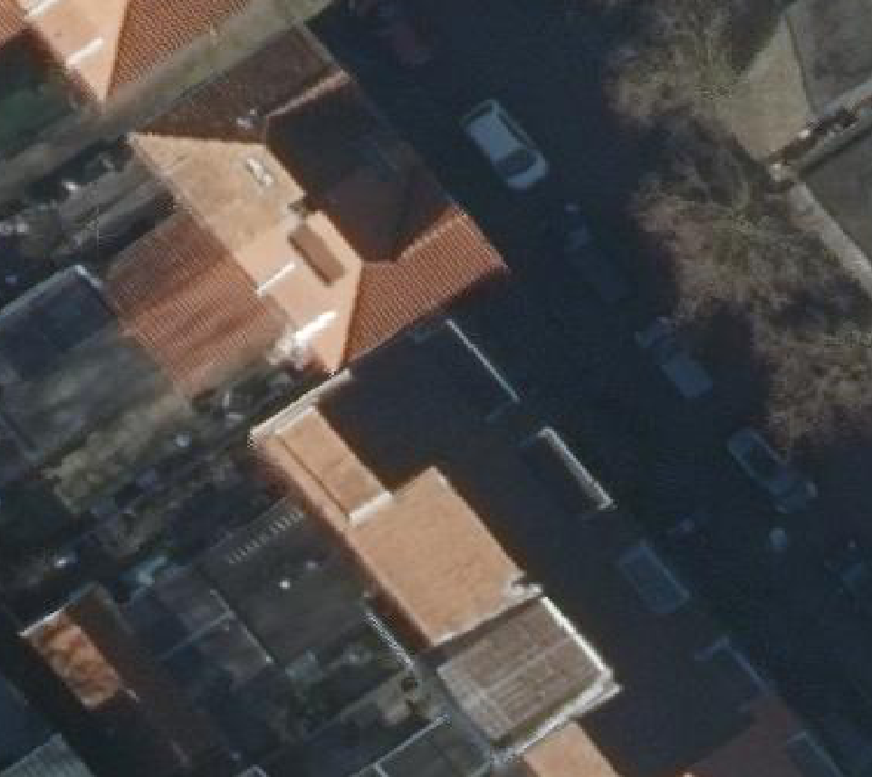 True ortho Luchtfoto op daksegment ingezoomd