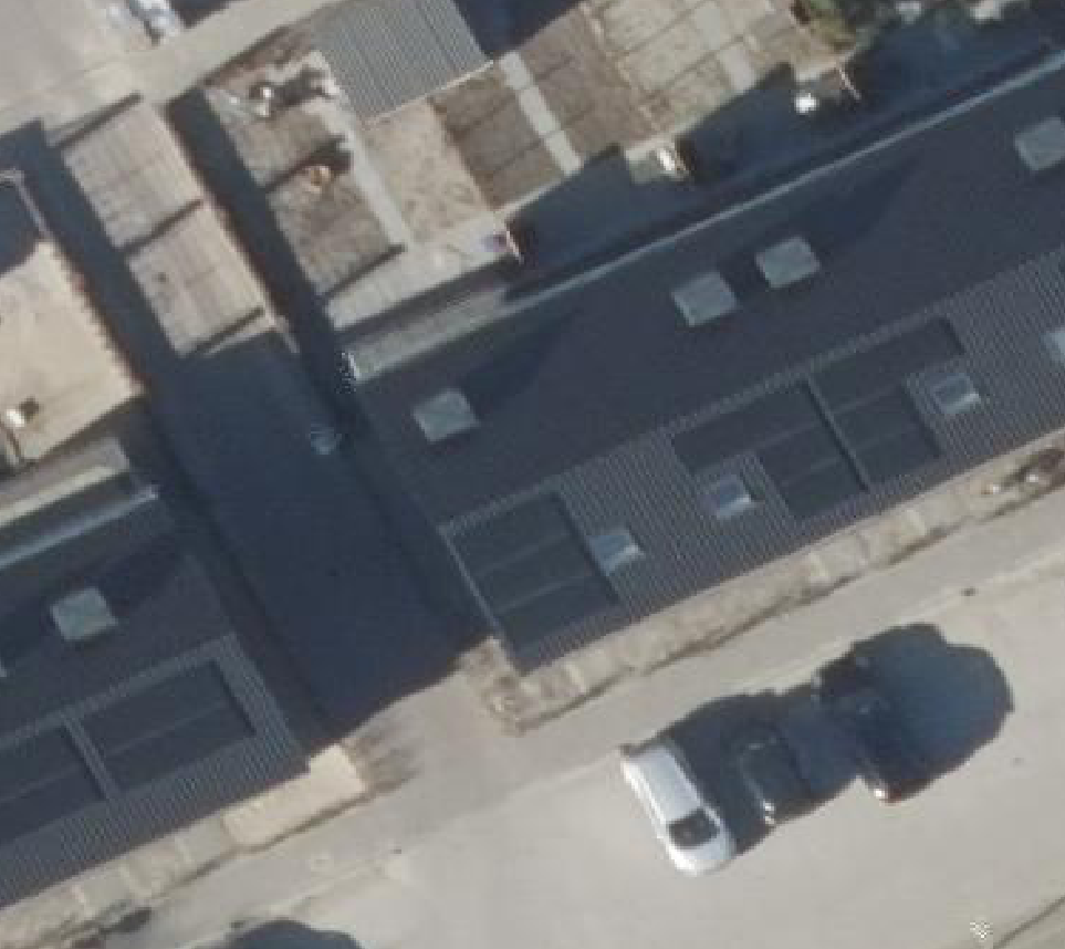 True ortho Luchtfoto op daksegment ingezoomd