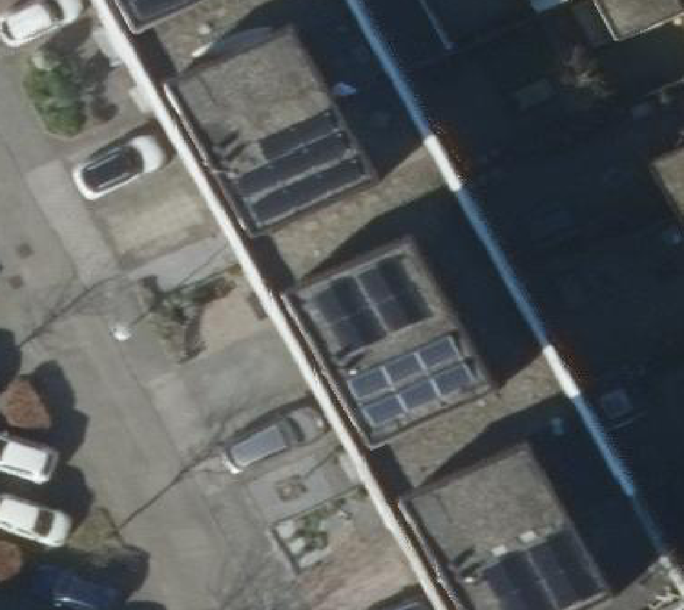True ortho Luchtfoto op daksegment ingezoomd