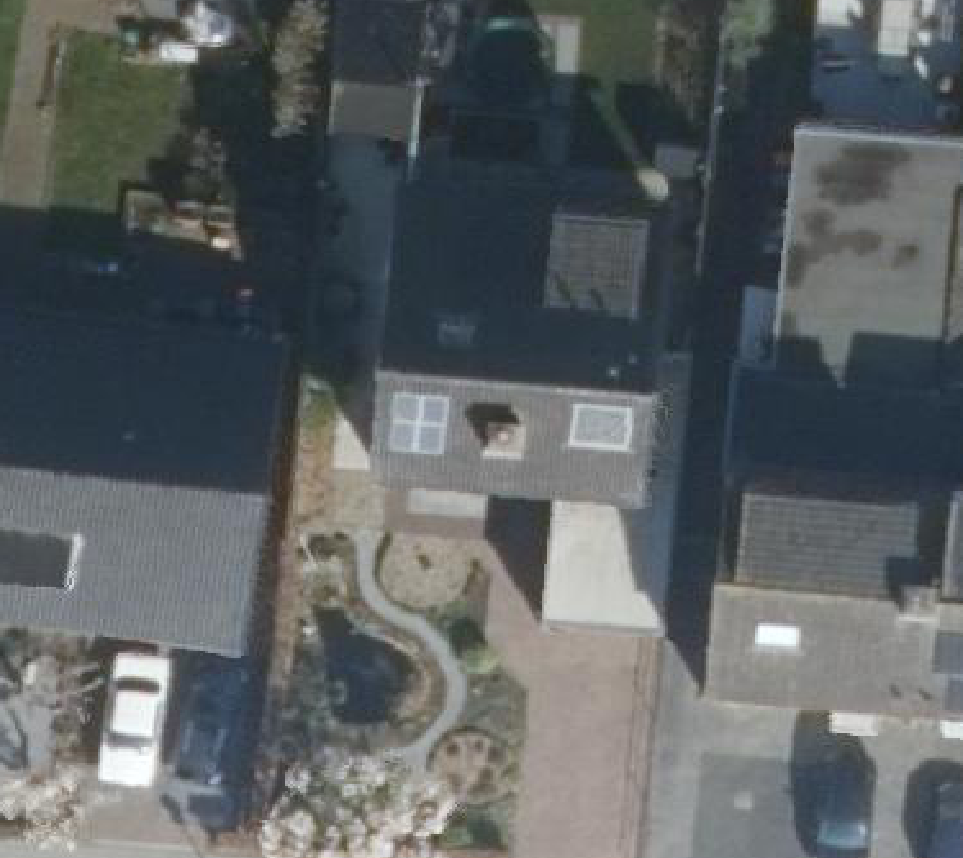 True ortho Luchtfoto op daksegment ingezoomd