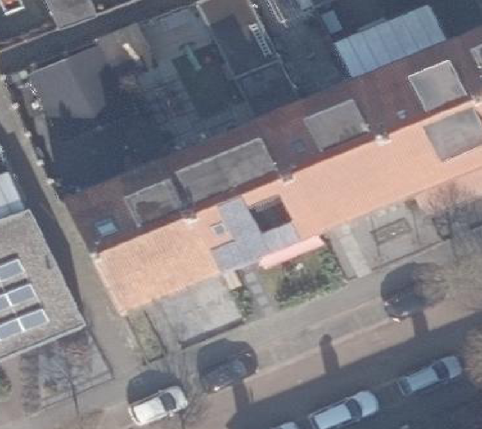 True ortho Luchtfoto op daksegment ingezoomd