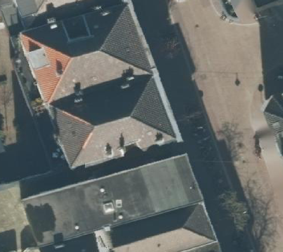 True ortho Luchtfoto op daksegment ingezoomd