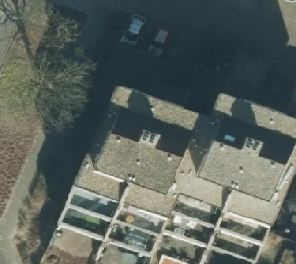 True ortho Luchtfoto op daksegment ingezoomd
