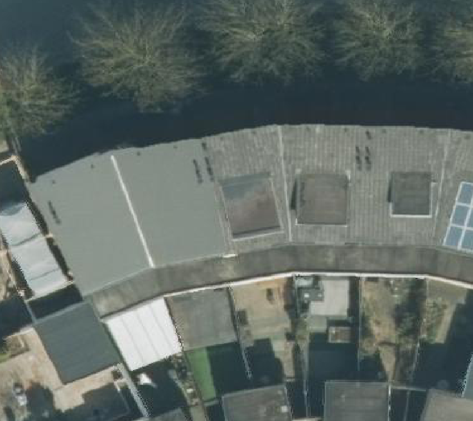 True ortho Luchtfoto op daksegment ingezoomd