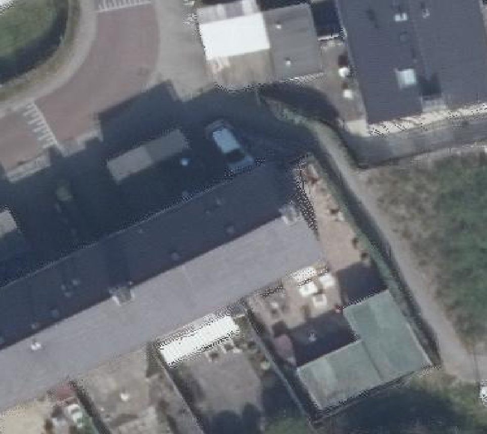 True ortho luchtfoto van Naarden met zicht op woning