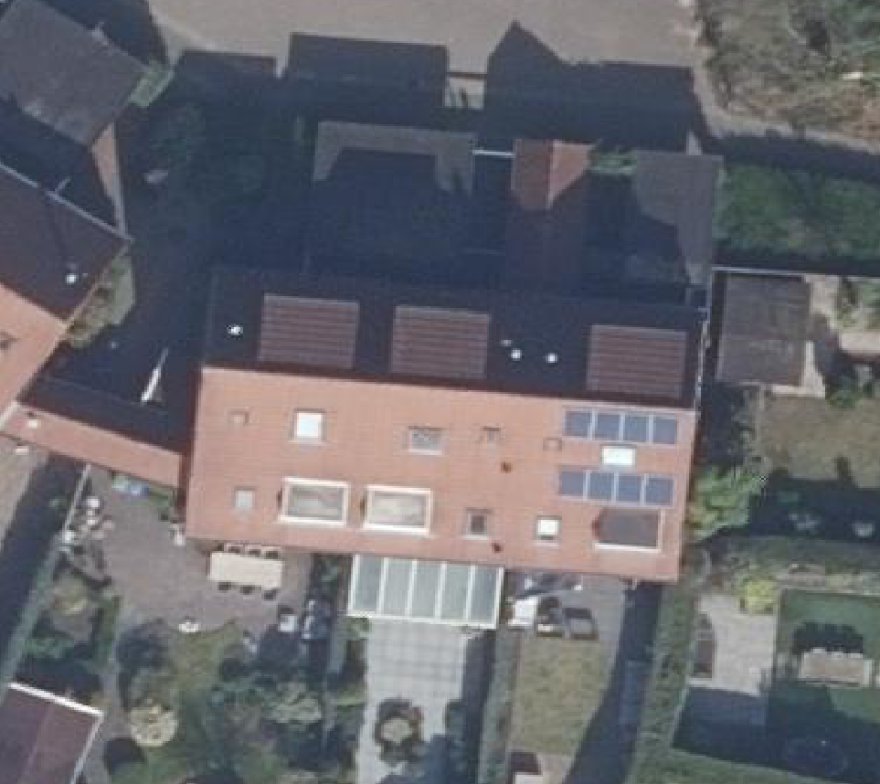 True ortho Luchtfoto op daksegment ingezoomd