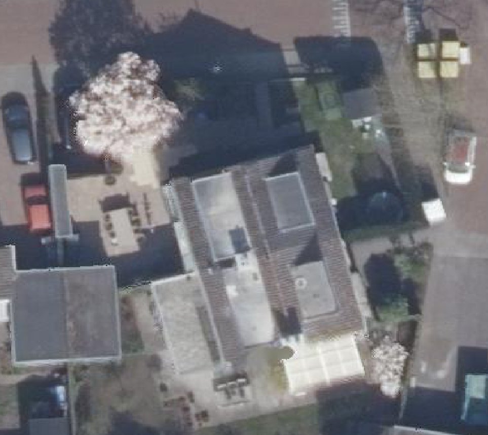 True ortho Luchtfoto op daksegment ingezoomd