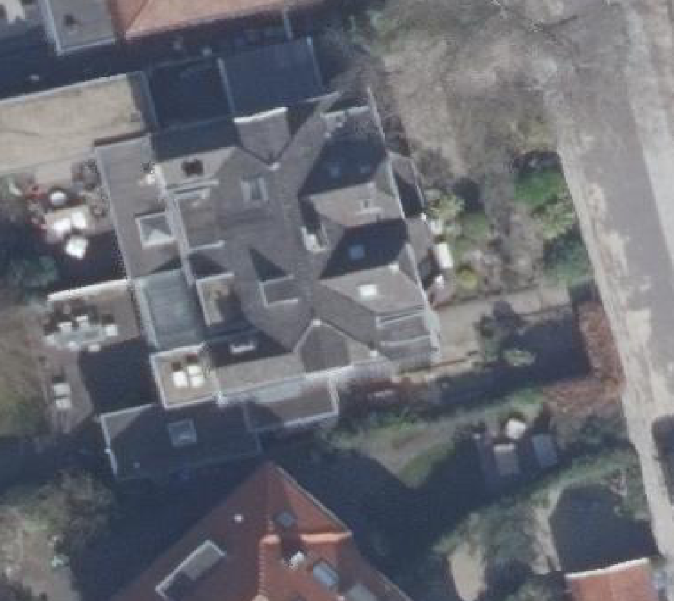 True ortho Luchtfoto op daksegment ingezoomd