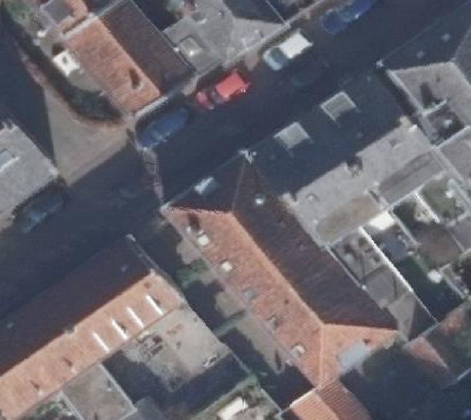 True ortho Luchtfoto op daksegment ingezoomd